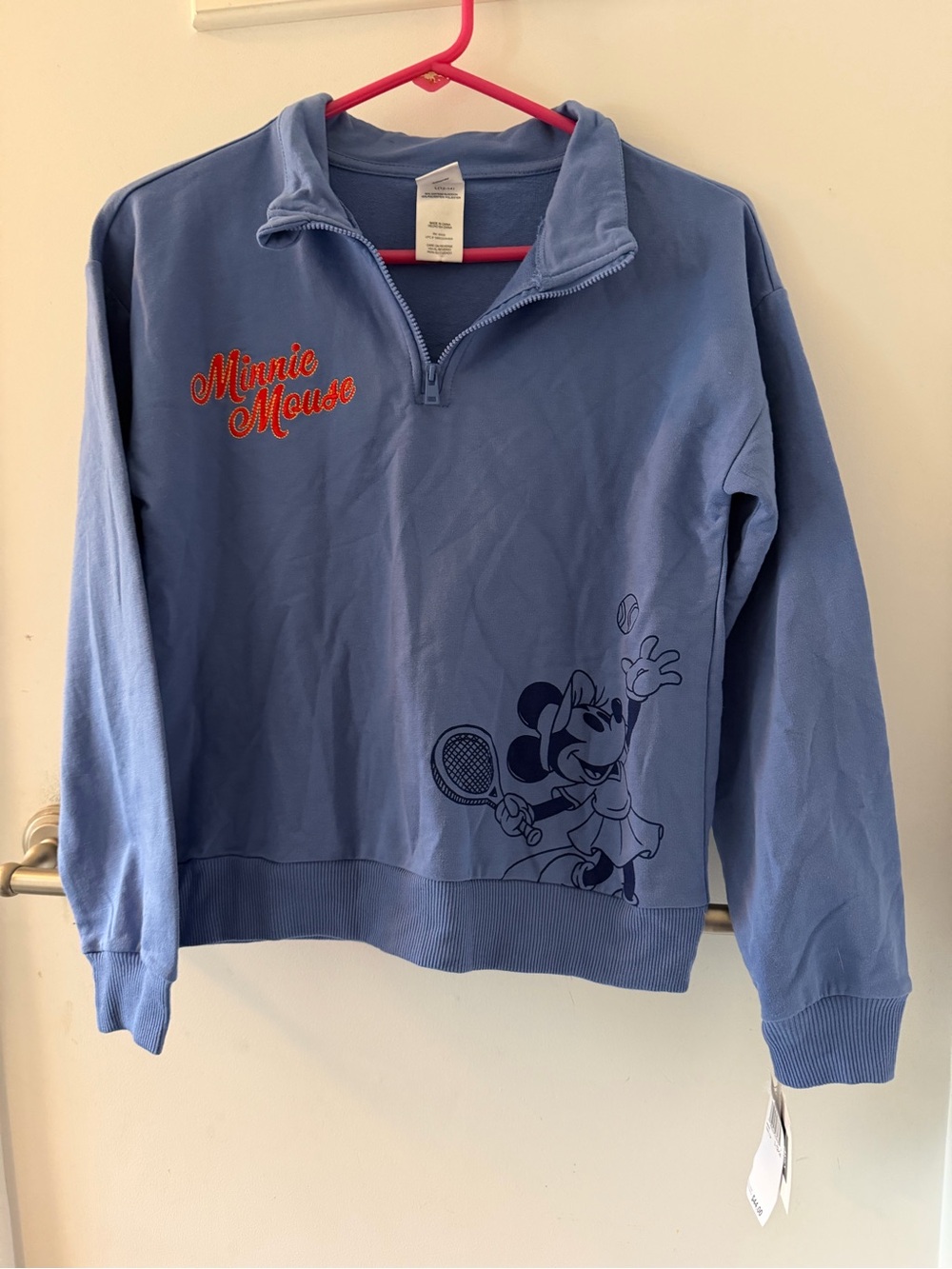 Disney Minnie Mouse Light Blue Half-Zip Sweatshirt